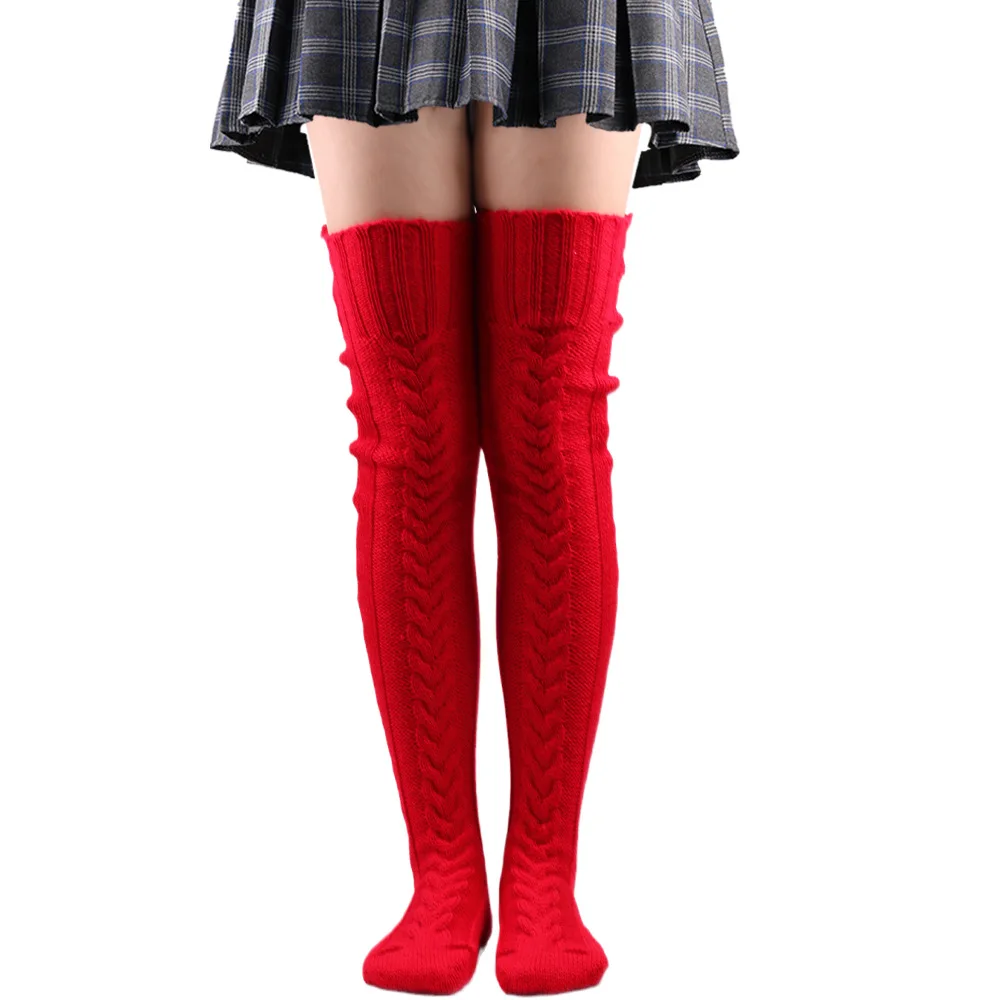 Women's Thigh-High Wool Blend Fashion Socks - Cozy Solid Color Autumn Essentials