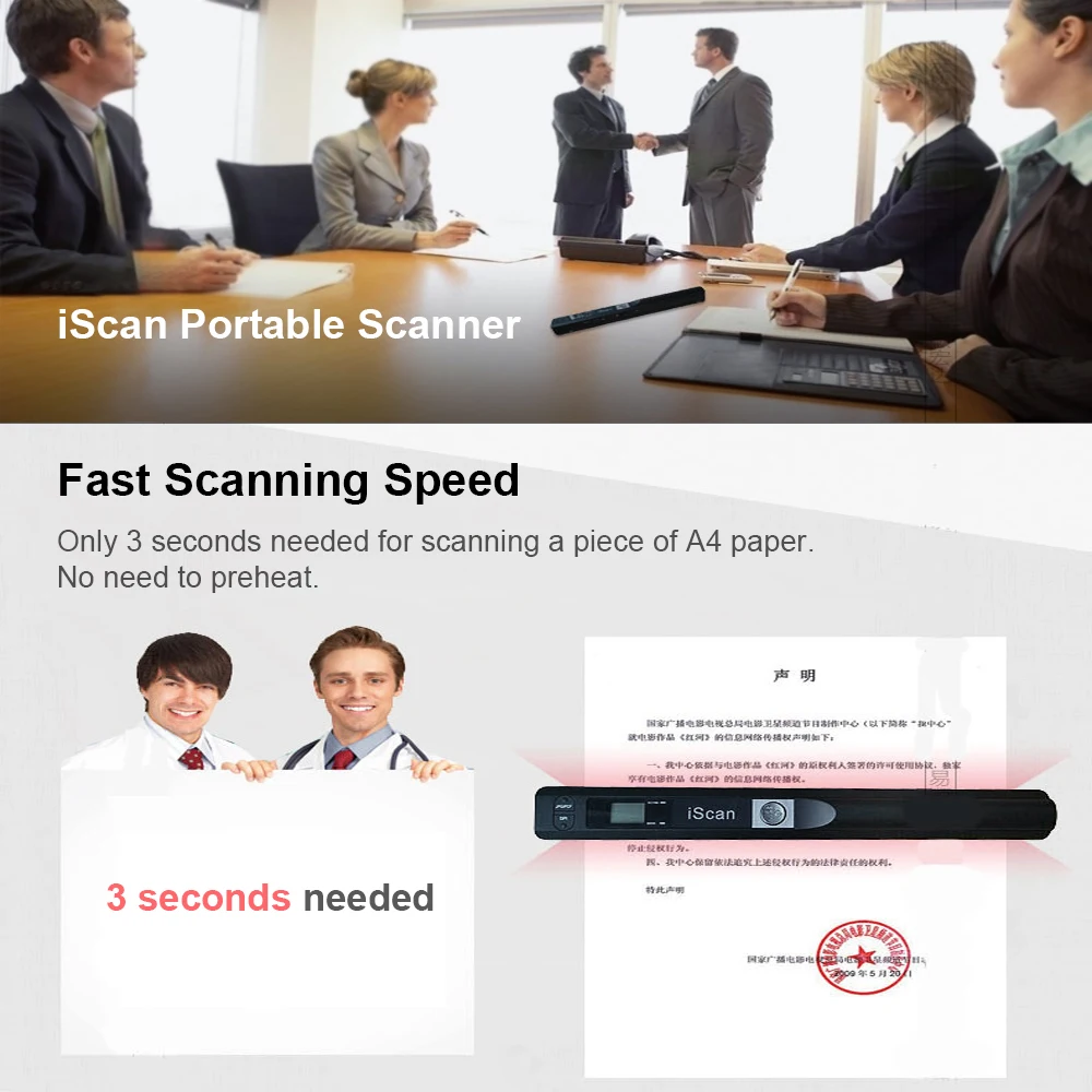 Book Scanner Portable Scanner Mini Handheld Document Book JPG and PDF Format 300/600/900 Movement Speed
