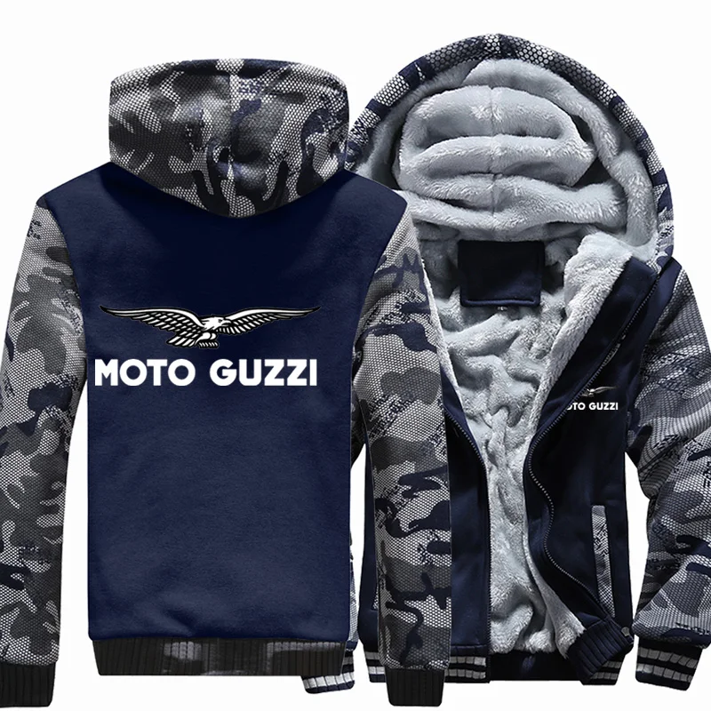 2022 New Winter Moto Guzzi Hoodie Camouflage Men's Fashion Jacket Thickened Casual Men's Warm Fleece Harajuku Hoody Jacket black and white hoodie Hoodies & Sweatshirts