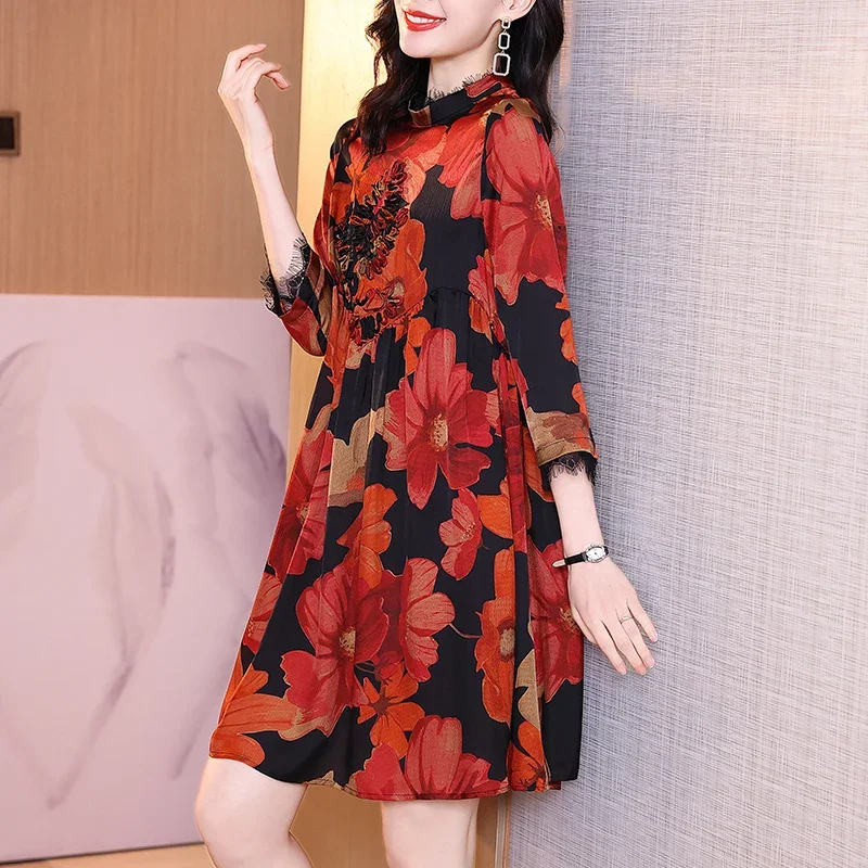 

Fashion High Quality 100% Silk Women's Summer Dress Female Mini Dress Elegant Vintage Dress Ladies Vestiti Donna Estate Zjt2689