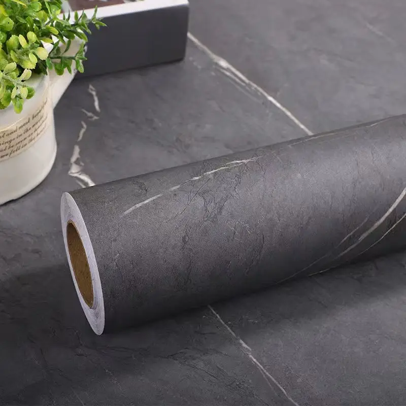 หนาMatteรูปแบบหินอ่อนPVC Self-Adhesiveวอลล์เปเปอร์ฟิล์มกันน้ําเฟอร์นิเจอร์เคาน์เตอร์ครัวน้ํามันRockสติ๊กเกอร์ติดผนัง 1