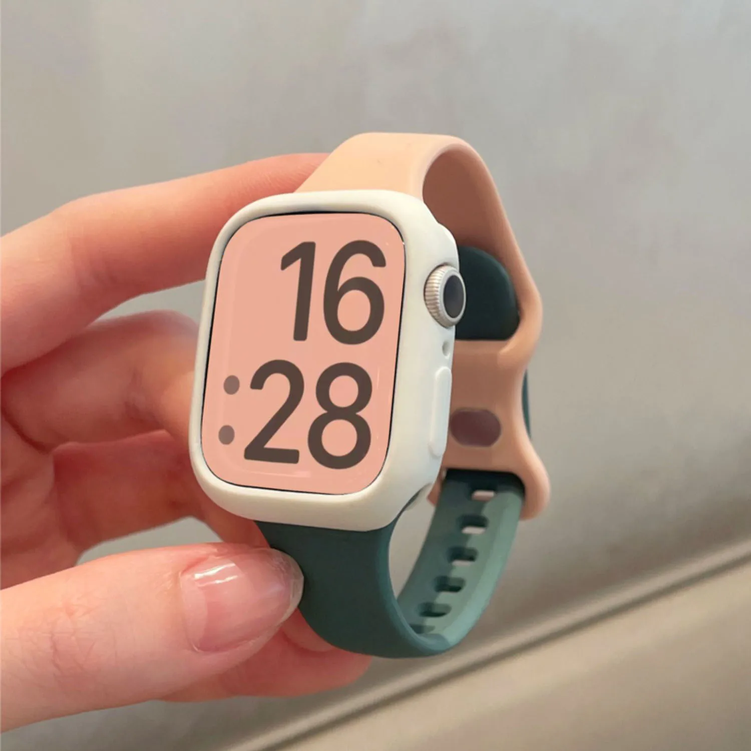 Stylish Color Block Silicone Strap with Lovely Case