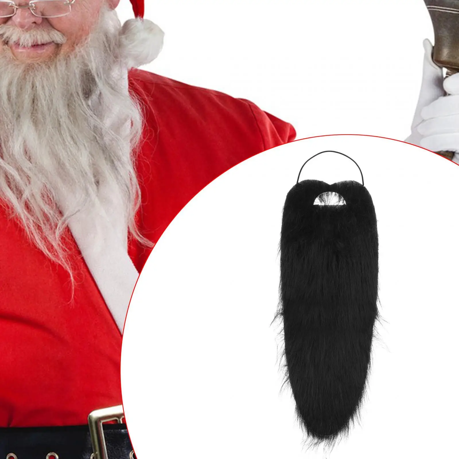 Santa Claus Beard Costume Professional Novelty Realistic Fake Long Beard for Festive Halloween Holiday Masquerade Performance