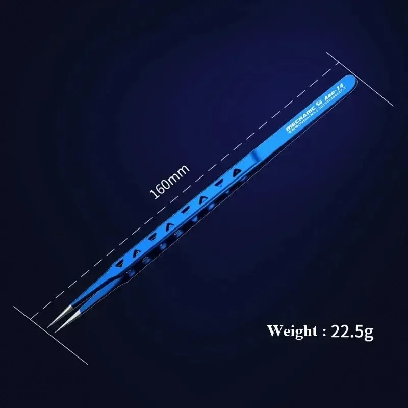 Precision Tweezers MECHANIC Aac-14 Non-magnetic High Hardness 8 Hollows Heat-dissipating Stainless Steel Phone PCB IC Chip Repair