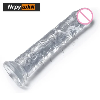 Realistic Dildo for Women,Silicone Beginner Clear Dildo with Strong Suction Cup Hands-Free Play for Adult Sex Masturbator G Spot 1