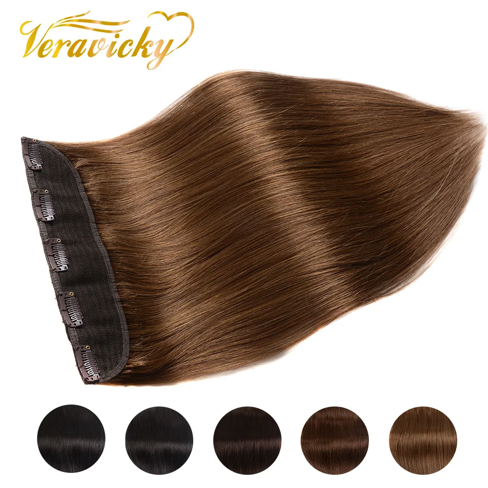 18 to 26inches 200G Clip In One Piece Brazilian Hair Clips Tic Tac 5 clips Remy Hair piece Straight Clip Human Extensions hair extension