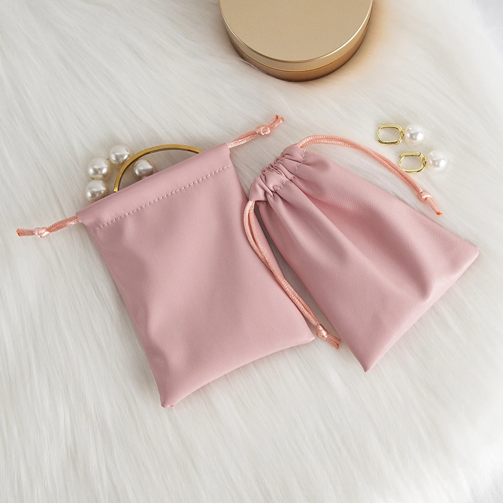 5 Stück PU-Leder Schmuckbeutel mit Kordelzug für Ohrringe, Armbänder, Seife, Make-up, Geschenke, Aufbewahrung, Ohrstöpsel, Parfüm, Verpackung und Organisation – Detail 9