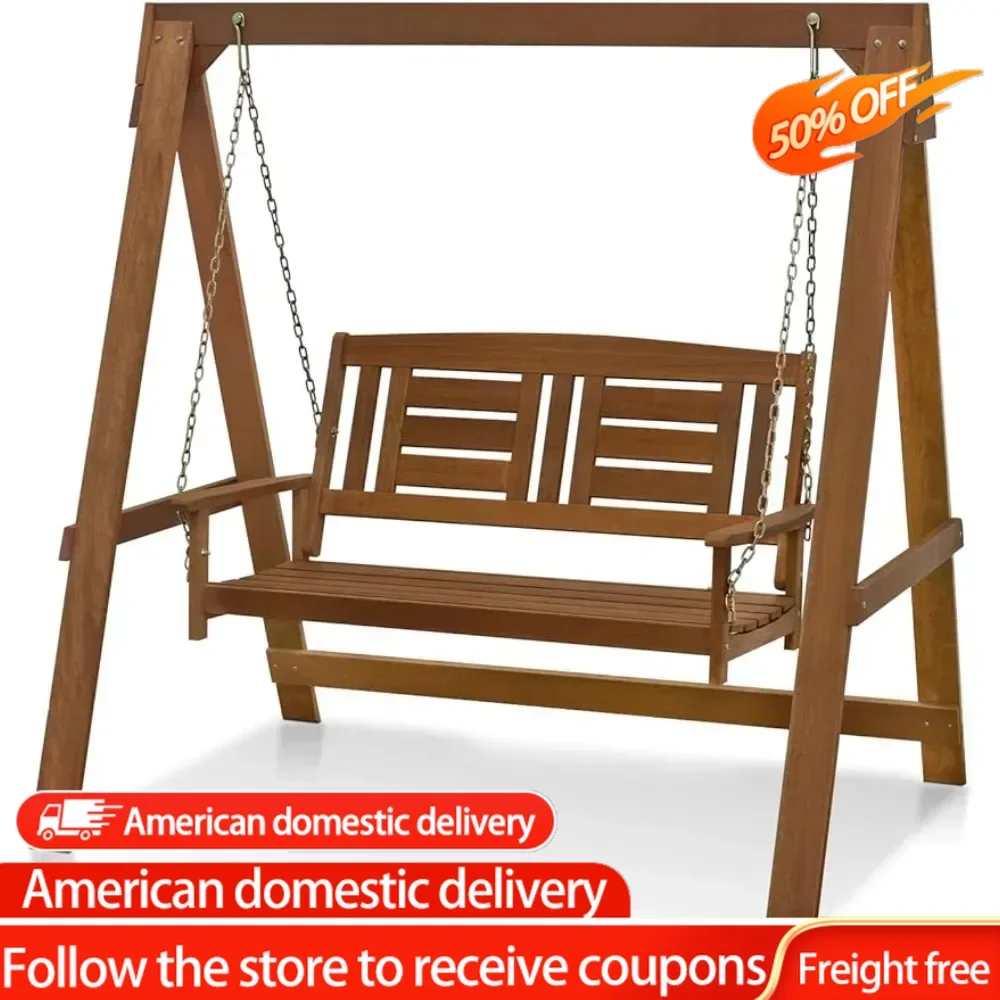 

Tioman Hardwood Patio / Garden / Outdoor 4ft Porch Swing Aqua Hammock for Women 2 Seater With Stand Natural Armchair Macrame