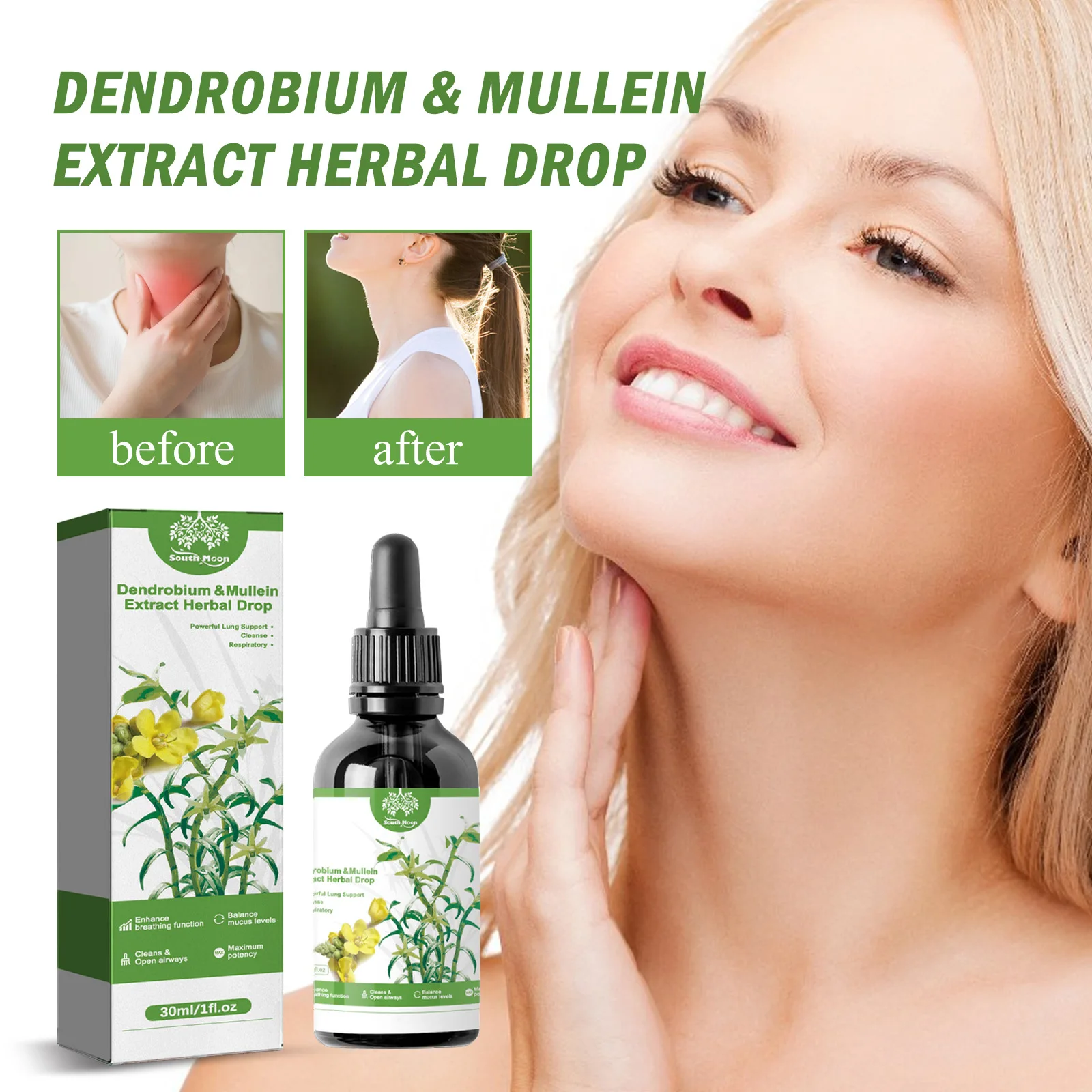 Dendrobium & Mullein Extract-Powerful Lung Support USA & Respiratory-Made Drops Cleanse In Herbal herbal lung support drops
