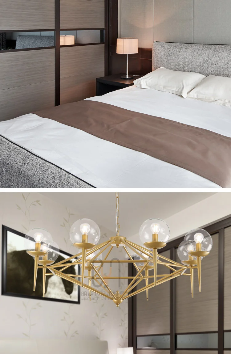 Bola de Vidro Pingente de Teto Decoração da Sala Nordic Cristal Lustres Teto E27 Luz Jantar Luminaria Led 8 Home & Garden