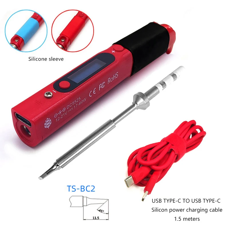 Pine64 Intelligent Portable Mini Smart Soldering Iron With Type-c to Usb C Silicon Power Charging Cable For Pinecil-bb2 hot stapler plastic welder Welding Equipment