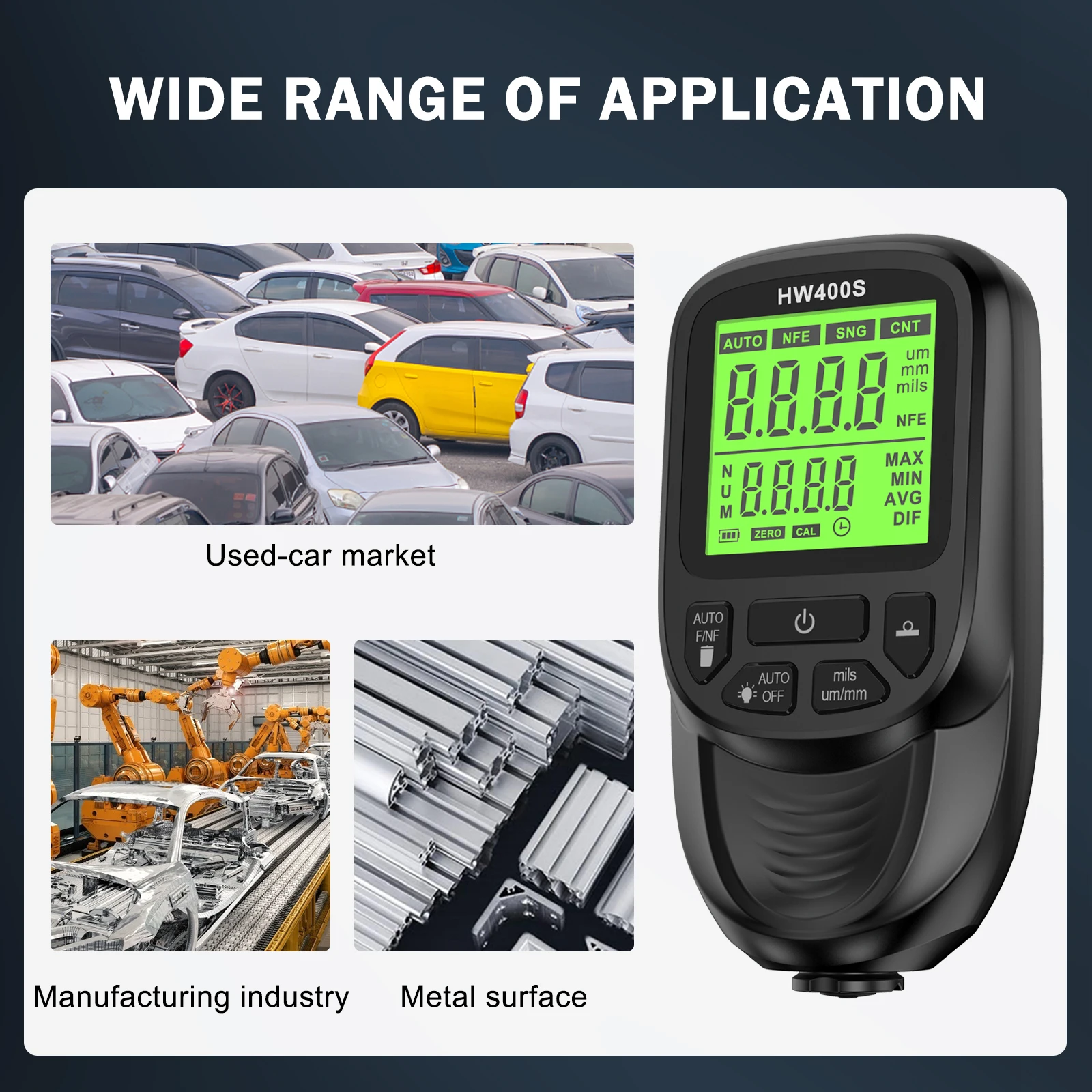 HW400S Car Coating Thickness Gauge 0-2000UM