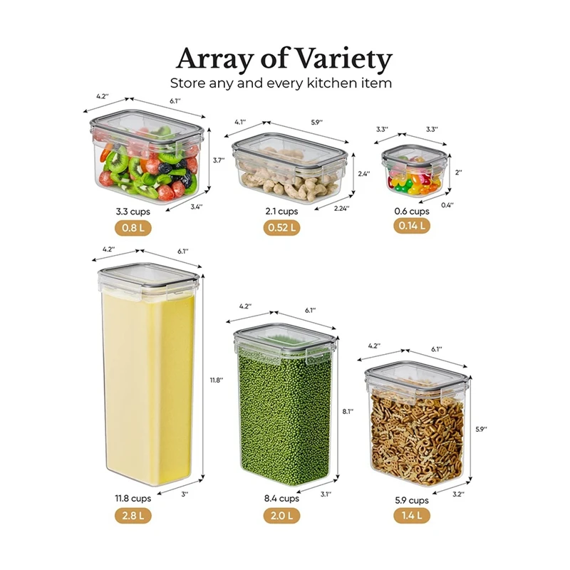 Chef's Path Airtight Food Storage Container Set with Lids