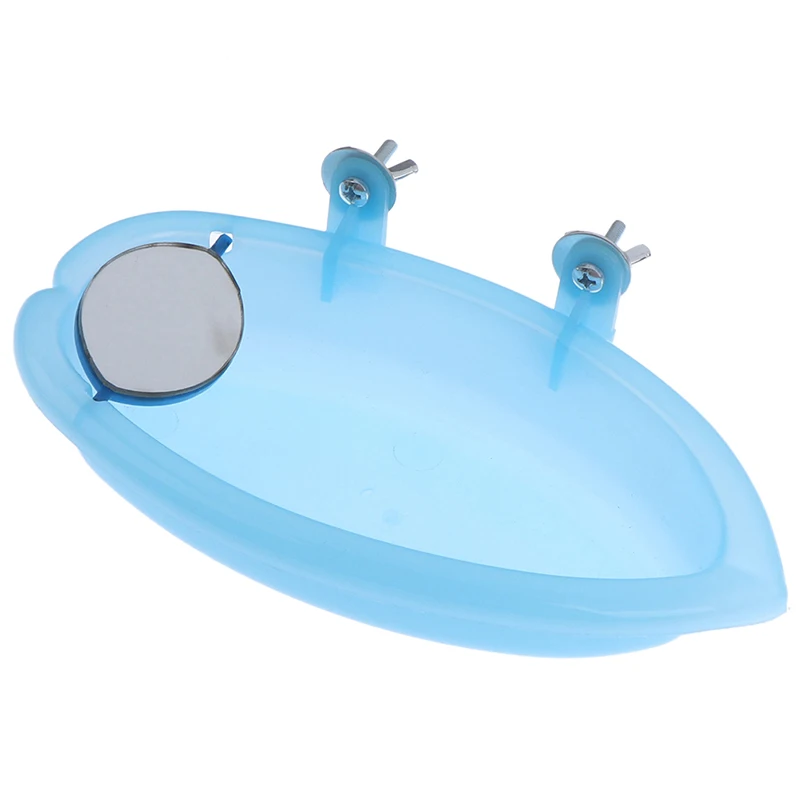 Bird Bath Basin, Small Oval Bathtub with Mirror for Parrot, Pet Cage Accessory