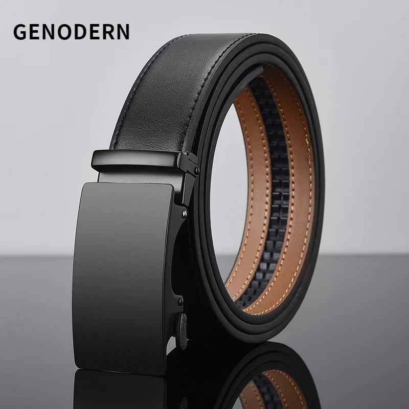 

Men's Leather Belt Business Style Two-Layer Cowhide Alloy Automatic Buckle Leather Belt