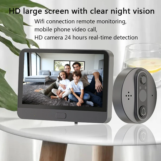 WiFi Video Door Peephole Camera Doorbell Viewer with LCD Monitor Night Vision Tuya APP Control for Apartment Home Security 2