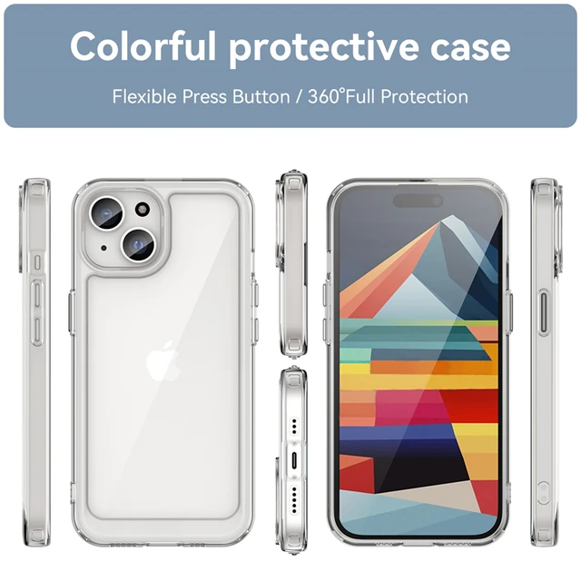 For Iphone 15 Case For Iphone 15 Pro Max Cover Shell Bumper Capa Para  Silicone Back Phone Cover For Iphone 15 14 13 12 Pro Max - Mobile Phone  Cases & Covers - AliExpress