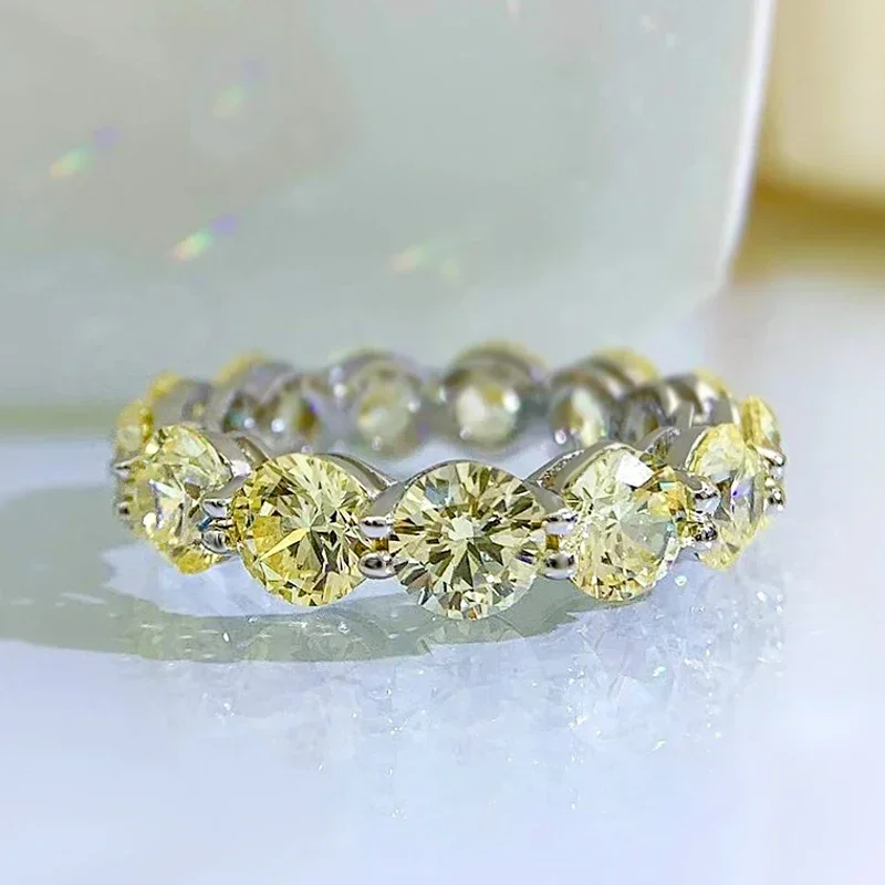 

Новинка 2023 5 мм кольцо с желтым порошком из высокоуглеродистого бриллианта для женщин Сверкающее ювелирное изделие для свадебной вечеринки Подарки