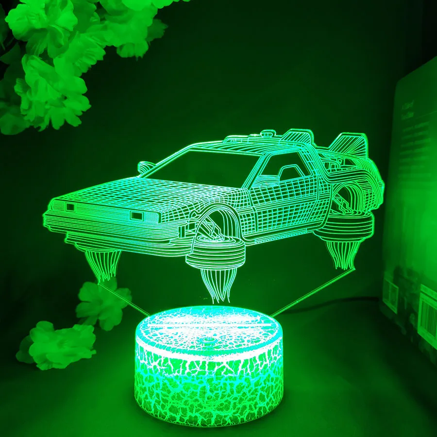 Back to the Future DeLorean 3D Illusion Lamp Classical Sci-Fi Car Model Nightlight for Fans Xmas Gift Cool stuff to Room Decor