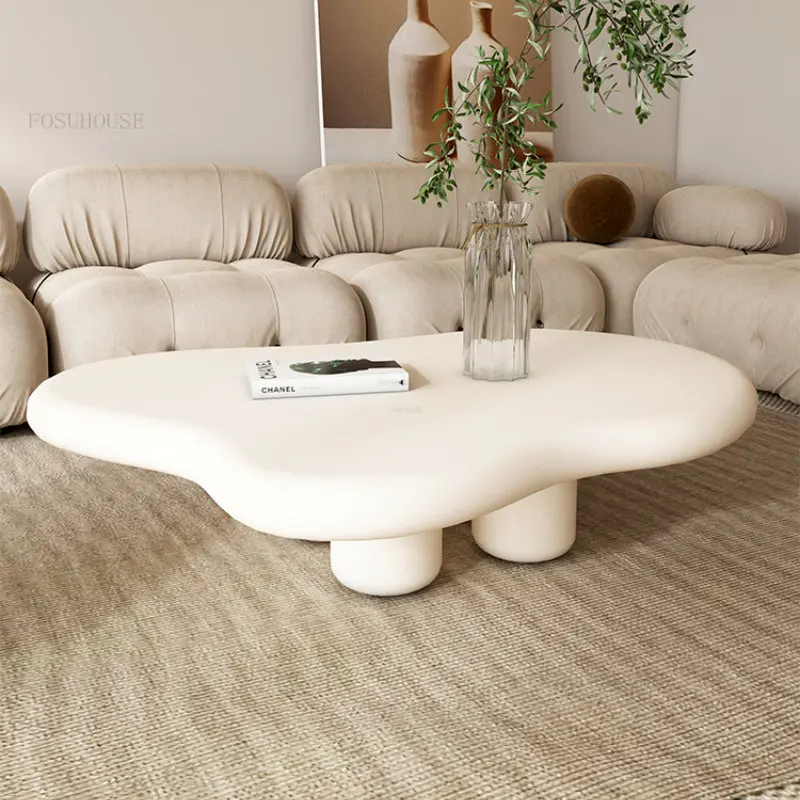 Buy Modern Coffee Table Set, Irregular Cloud Shape Coffee Table, Smooth Edges Ceramic Table Top, Stable Support With Sculptural Base For Living Room Accent Nesting Tables Set For Home Du00e9cor - White
