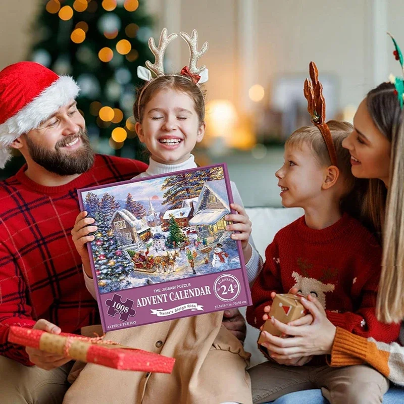 24 Numbered Boxes Christmas Countdown Puzzle Christmas Advent Calendar Gift Box for Kids Adults Family 4