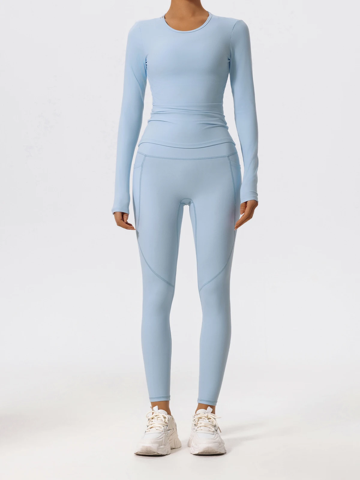 Hearuisavy Ultraweiche Stoffe, 2-teilig, langärmelig, enges Fitnessstudio-Set für Damen, schnell trocknendes Oberteil, Yoga-Kleidung, Workout, Sport-Shirts, Anzug für Damen – Detail 17