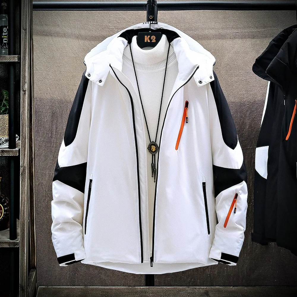 Winter Patchwork Puffer Jacket Men's Thicken Warm Down Jackets 2022 Outdoor Mens Windproof White Duck Down Parka Coat Outfits