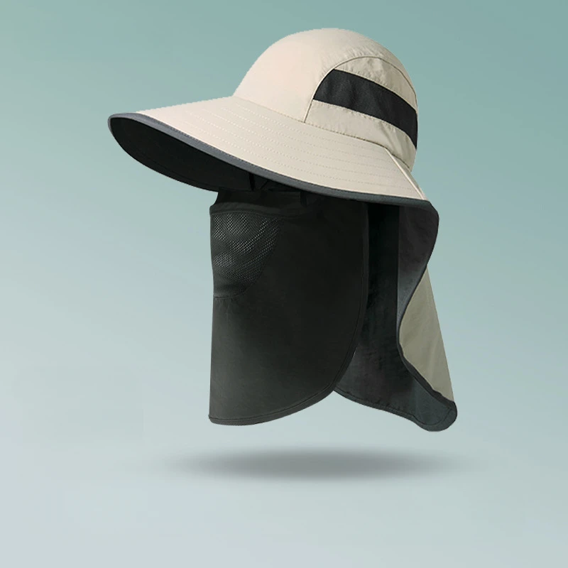 

Outdoor Fisherman Hat Wide Brim Bucket Hat with Neck Cover Men Summer Breathable Mesh Sun Protection Visor Anti UV Cap Unisex