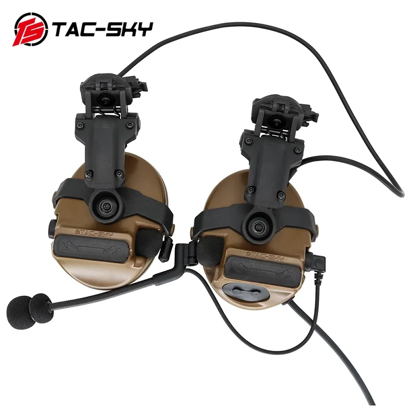 

TS TAC-SKY Helmet ARC Rail Mount Version Silicone Earmuffs Tactical Electronic Hearing Protection Comtac iii Shooting Headphones