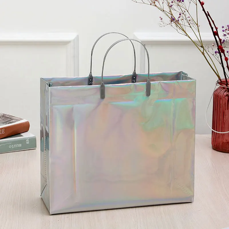 Fashion Women Clear Tote PVC Laser Waterproof Transparent Handbags Female Large Shopper Shoulder Bag Summer Beach Portable Pouch tote bags