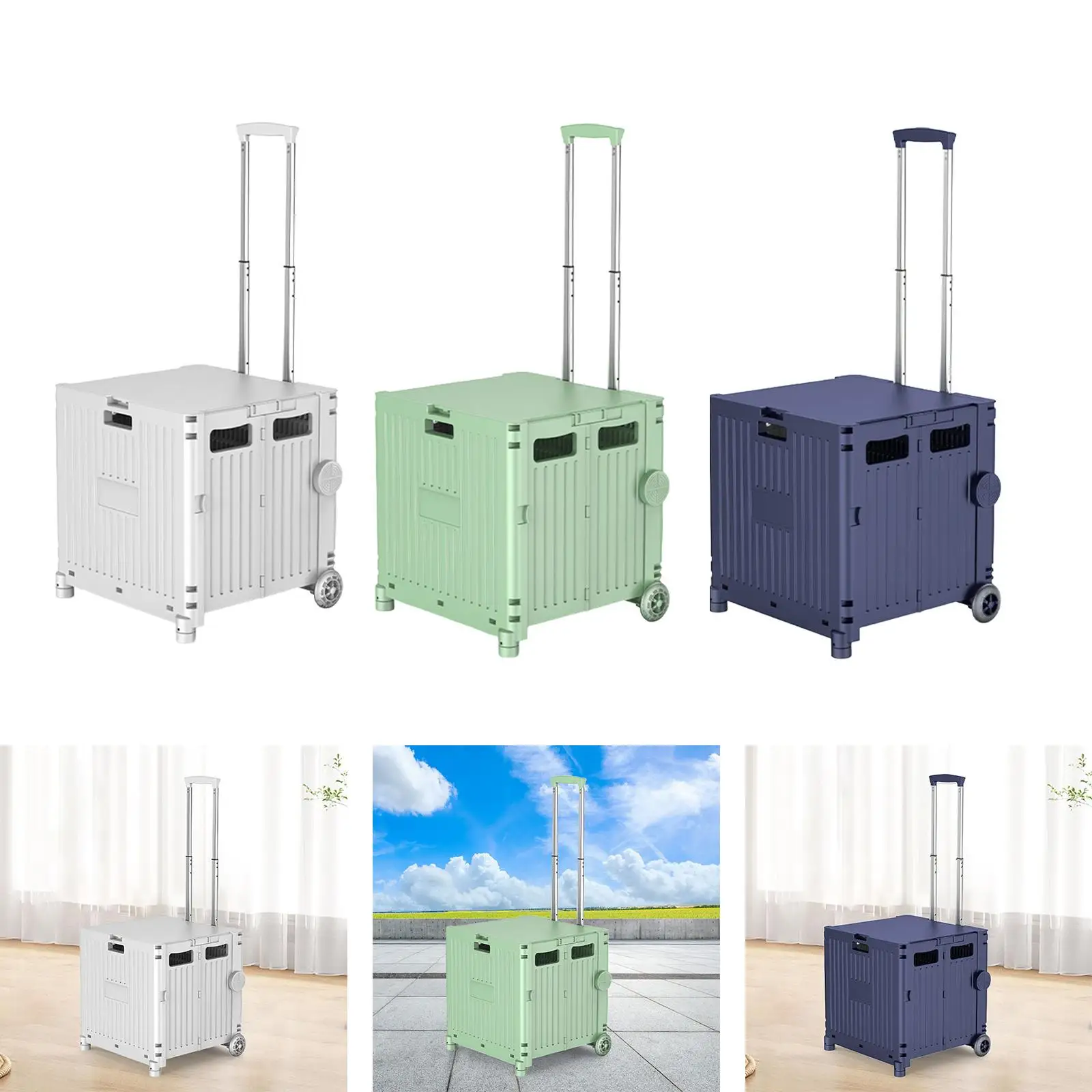 Folding Shopping Cart, Rolling Shopping Cart, Trolley for Office