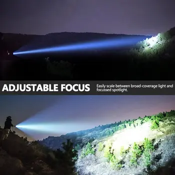 Super Bright Flashlight Torch -High Power White Light Beam,Remote Switch 2pcs Rechargeable Batteries Hunting Camping Fishing 5