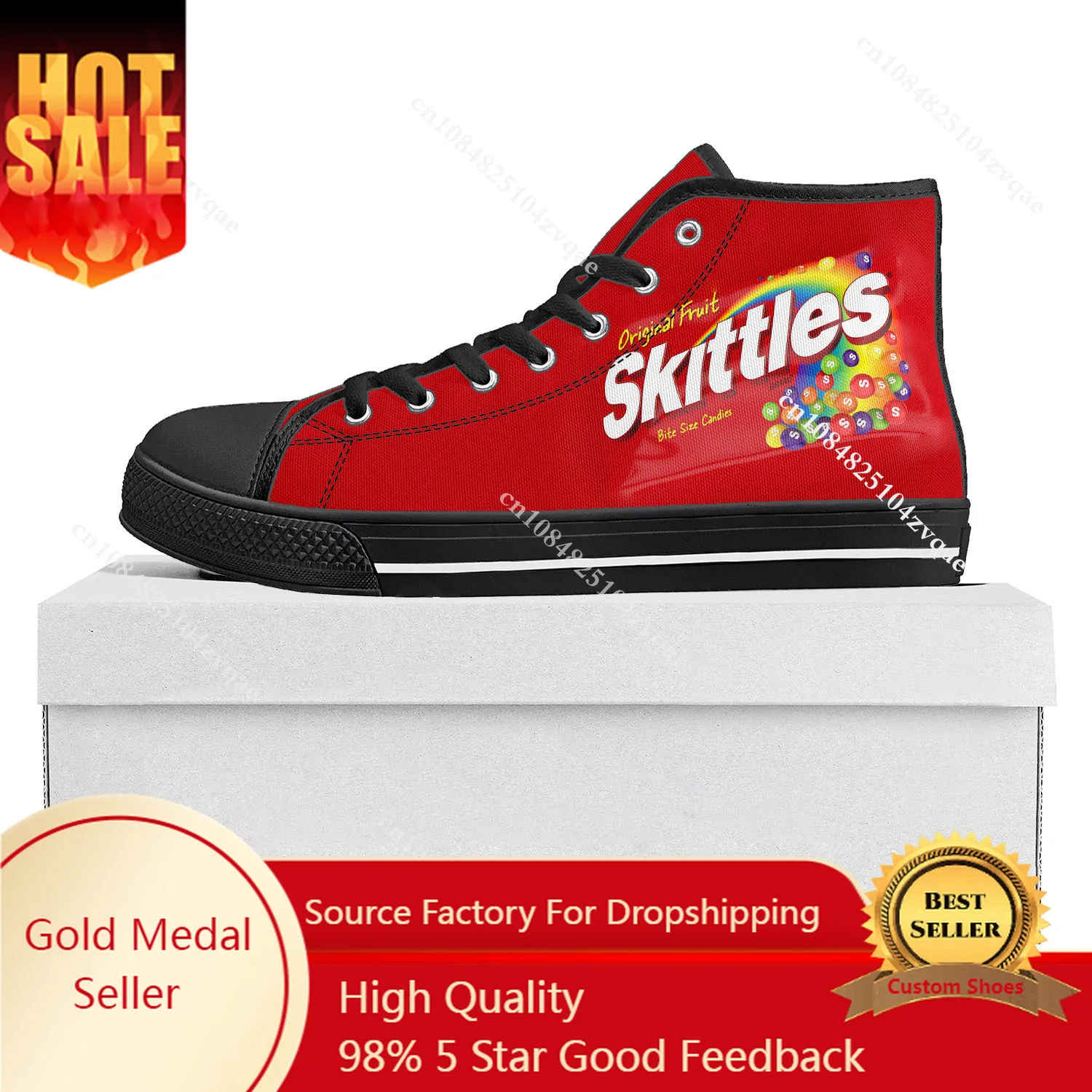 

Skittles Fruity Candy High Top High Quality Sneakers Mens Womens Teenager Canvas Sneaker Custom Made Shoe Casual Couple Shoes