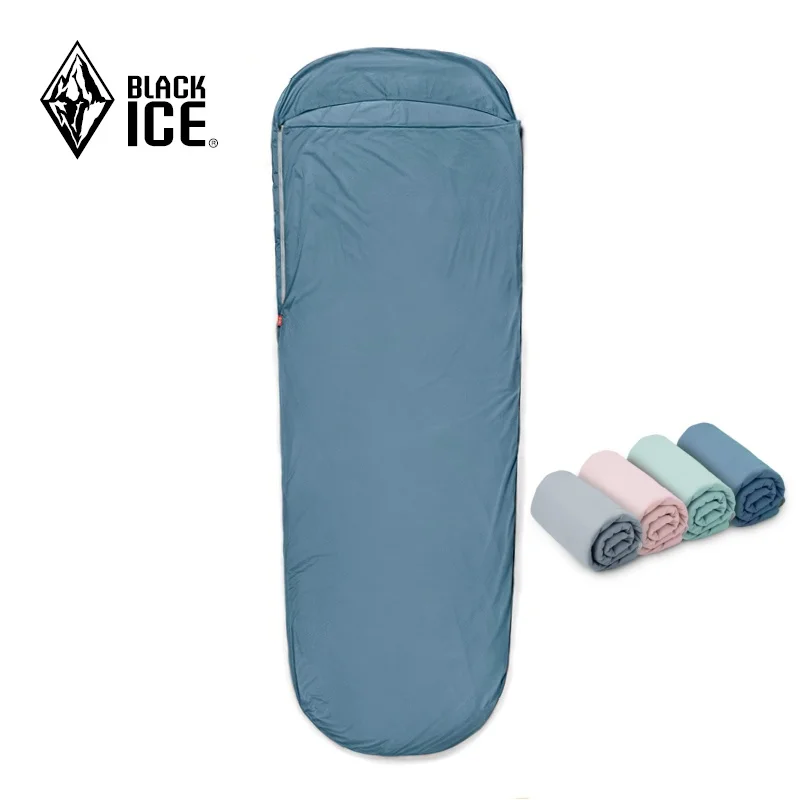 Black Ice Camping Mummy Sleeping Bag Liner Outdoor Ultralight Portable Velvet Sleeping Liner Travel Hotel Hiking Supplies