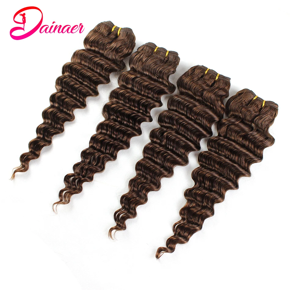 Deep Wave Bundles #4 Brown Human Hair Bundles 1/3/4 pcs/lot Remy Hair 8-24inches Natural Extension For Women