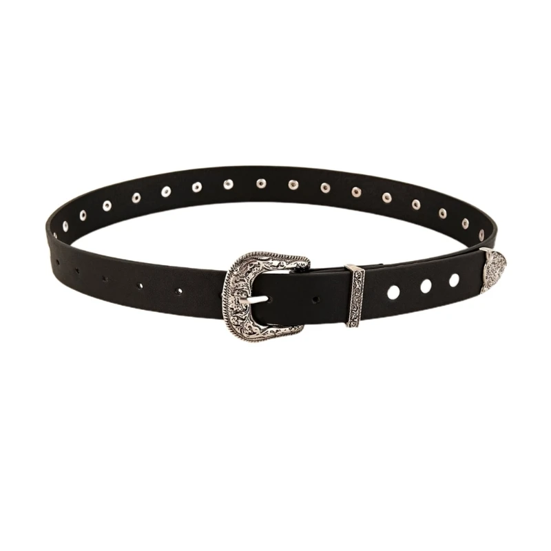 

PU Leather Waist Belt with Embossed Buckle for Fashion Enthusiasts Jeans Skirt