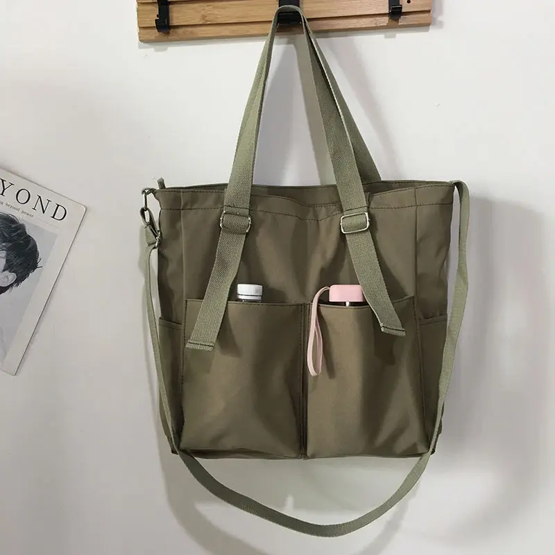 Waterproof Bag Large Capacity Canvas Bag Female Messenger Korean Student Harajuku Japanese One-shoulder Large Bag Tote Bag 
