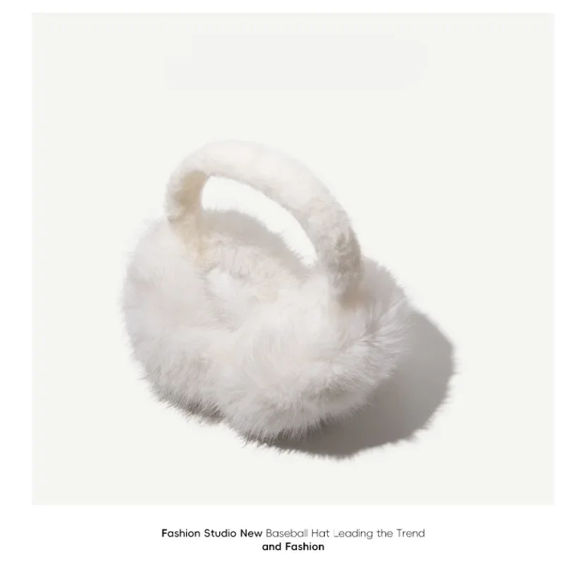 White Cute Plush Earmuffs Winter Women Outdoor Travel Keeping Warm Fashionable Cold Protection Earmuff