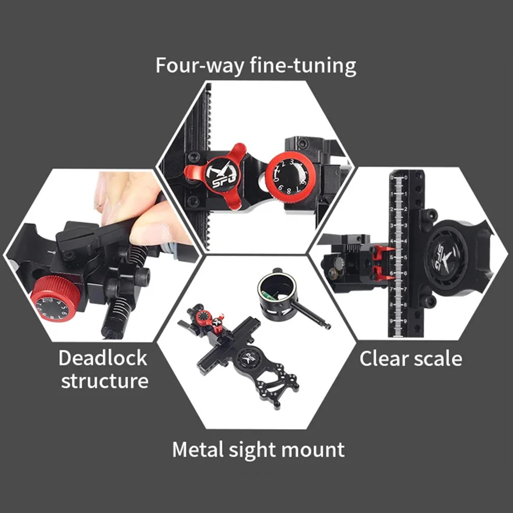 SPG Compound Bow Sight Single Pin Bow Sight Quick Adjustable and Self Dampening for Shooting Hunting Archery Accessories