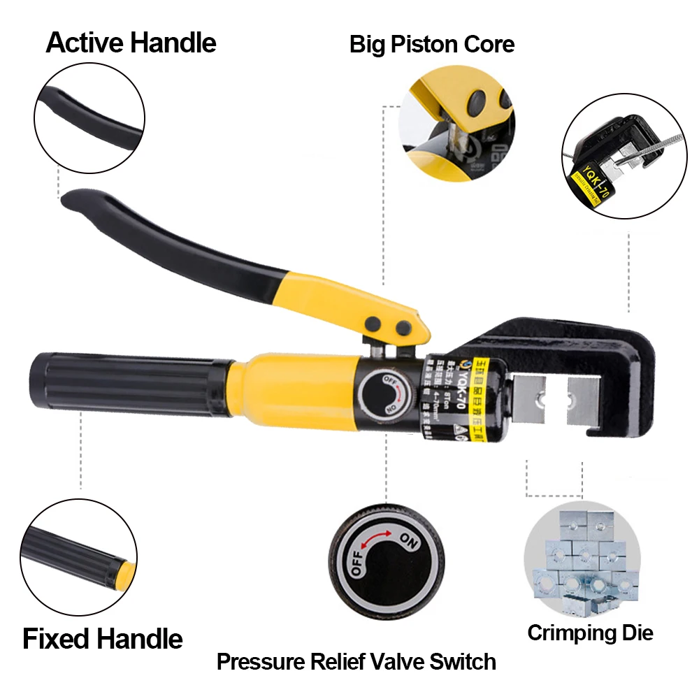 4—70mm² Hydraulic Crimping Tool YQK-70 Pressure 5-8T Household Hydraulic Pliers DIY Cable Terminal Crimping Pliers 2