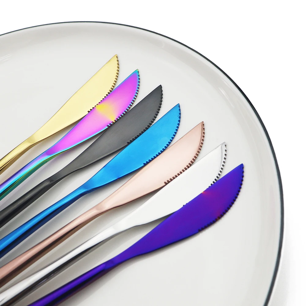 Description Picture 4 of item6Pcs Knive For Dinner Dessert Steak Black Gold Knife 22CM 20CM Stainless Steel Dinneware Wedding Restaurant Supplies Flatware