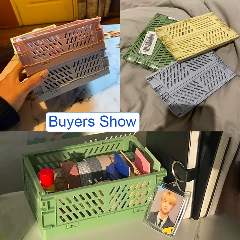 Stationery Organizer Desktop Storage Box Desktop Storage Kit Stationery Storage Box Mini Folding Plastic Desktop Stationery Organizer Storage Box Case Large Capacity Creative School Office Desk Storage Basket