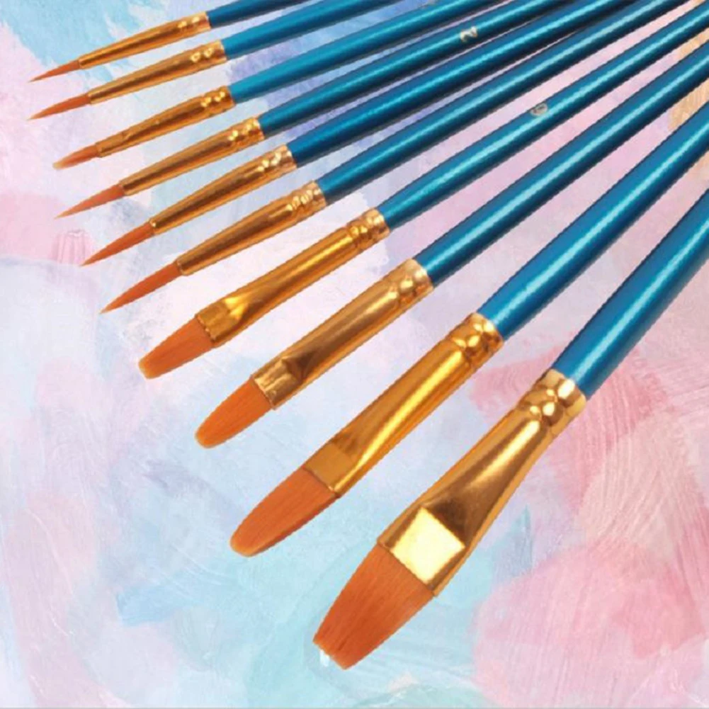 

10pcs Wooden Handle Oil Paints Brush Multipurpose Paint Brush For Home Outdoor