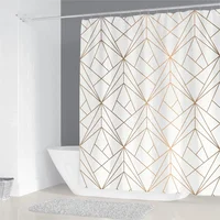 200x180cm Bathroom Waterproof Shower Curtain Simple Geometric Pattern Printing Polyester Home Decoration Curtain With 12 Hooks 1