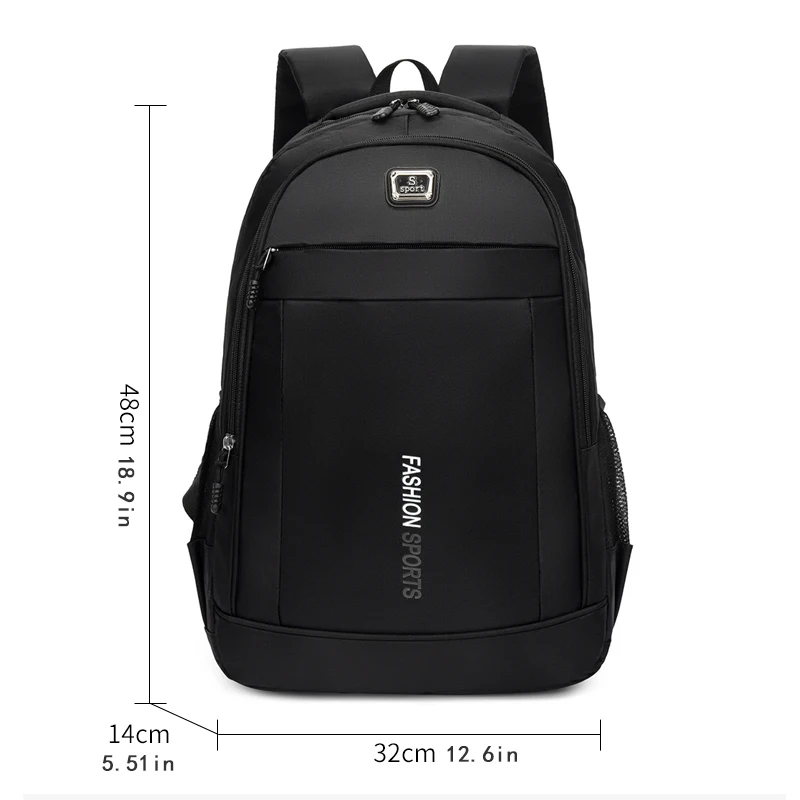 Large-capacity black backpack - equipped with multiple zippered pockets, travel backpack | casual style | durable zipper closure