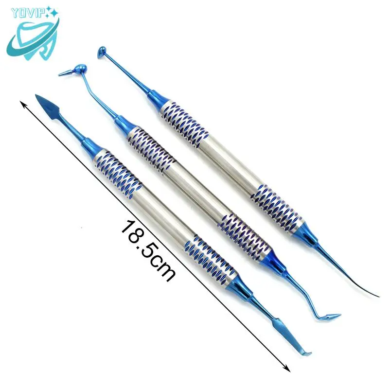 6pcs Dental Composite Resin Filling Spatula Titanium plated Head Resin Filler Set thick handle Restoration set Dental Instrument