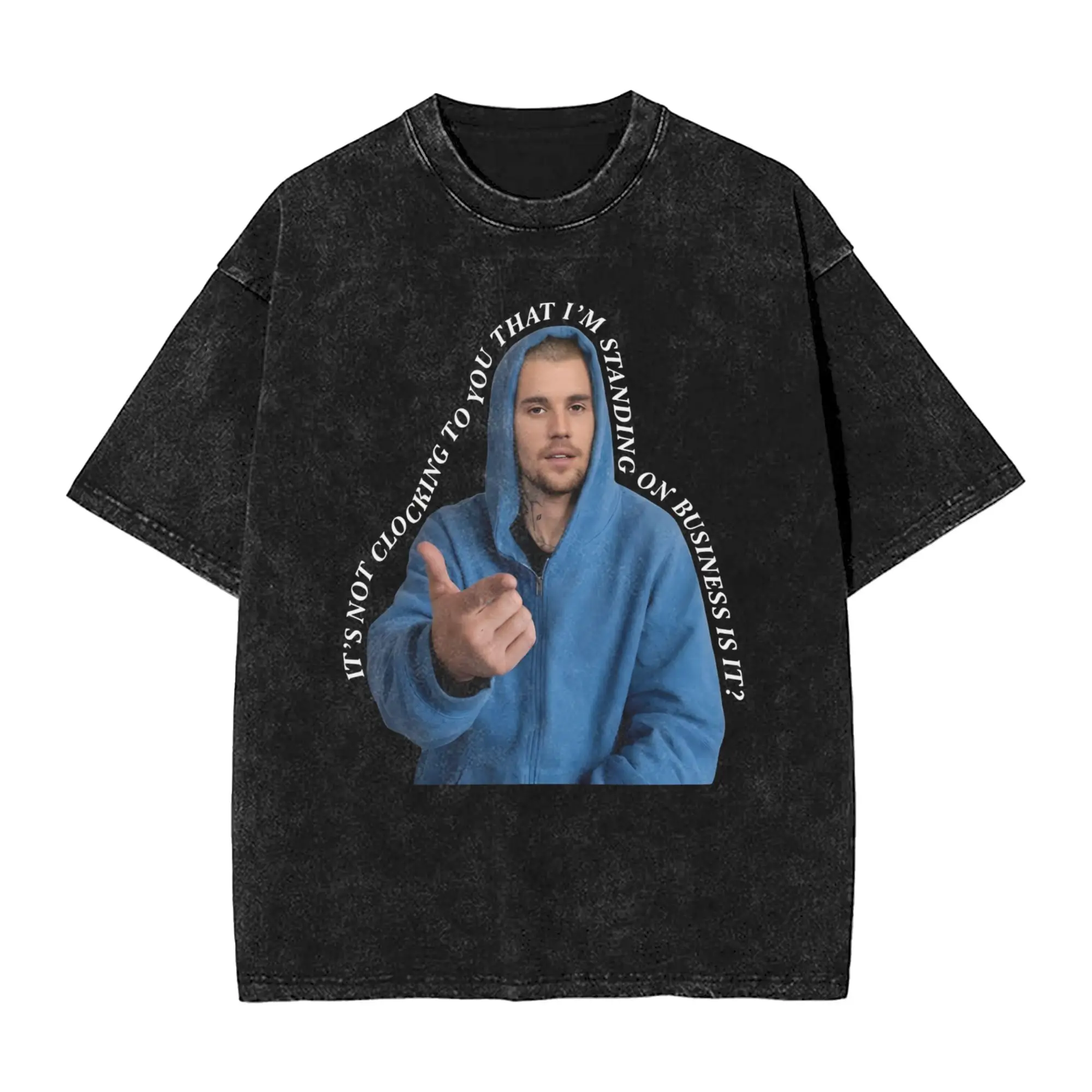 JB It's Not Clocking To You Washed T-Shirt Herren Y2K Klassische Baumwoll-T-Shirts Sommer O-Ausschnitt Hippie T-Shirt Einfaches Oversize-Shirt