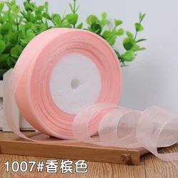 High - Density Organza Satin Ribbon for Crafts and Decoration, 15mm Width, 45 Meters (Champagne)