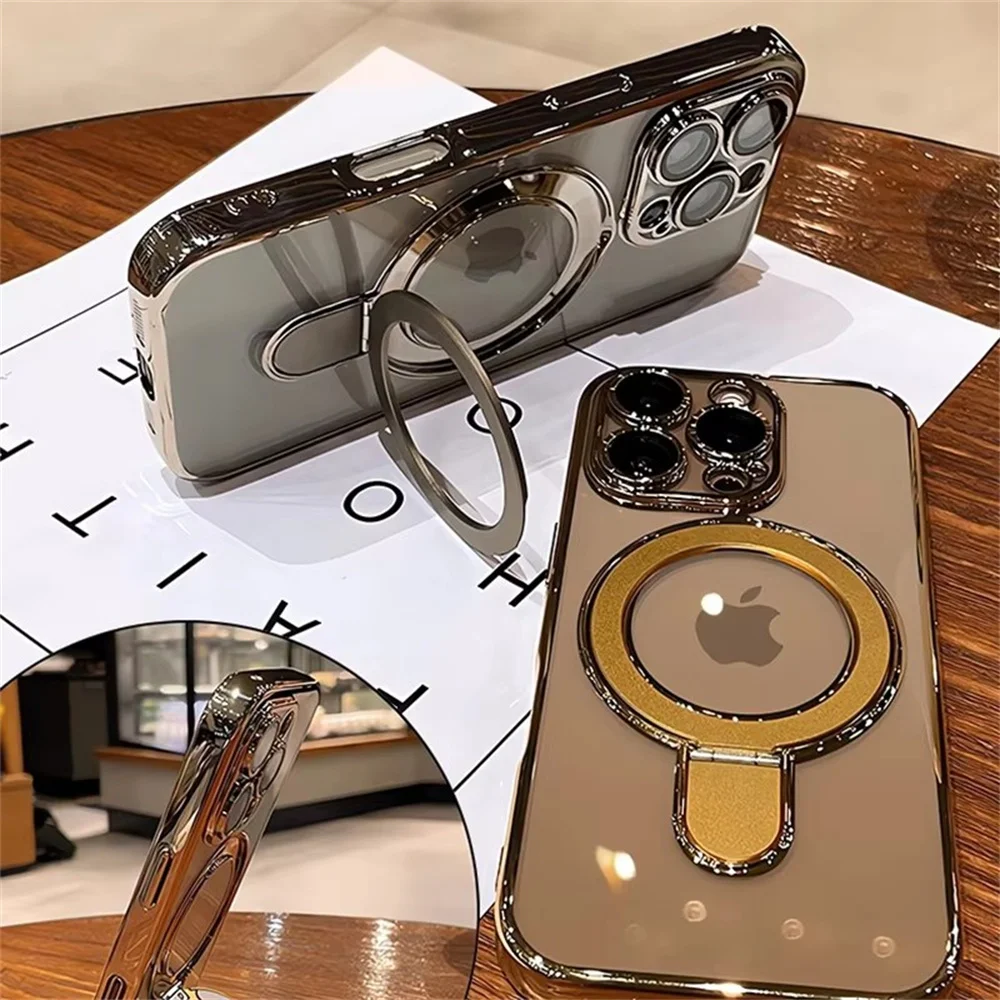 Luxury Magnetic Ring Stand Holder with Clear Soft Cover