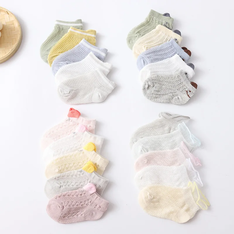 

5Pairs/Lot Cute Kids Socks Breathable Mesh Short Socks Spring Summer Children Boys Girls Ankle Socks
